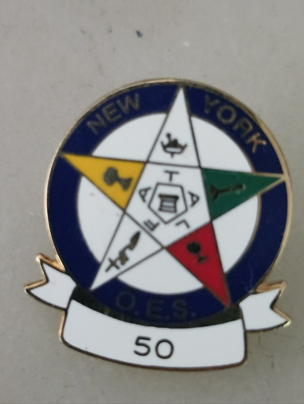 Vtg Masonic New York Order Of The Eastern Star 50th Anniversary Enamel Pin